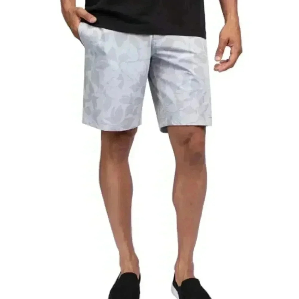 Travis Mathew Men's Atlantic Ocean Shorts Size 34 Grey Floral Golf 9" Athletic